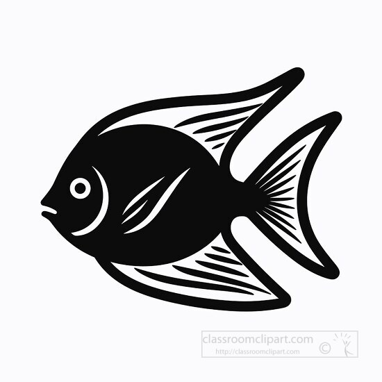 angelfish black white outline clip art