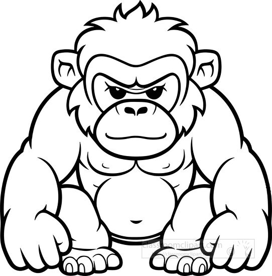 angry looking gorilla. black outline
