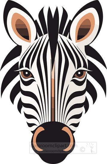 animal face front view of a zebra