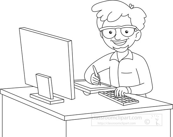 animator drawing black outline clipart copy