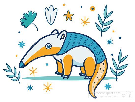 anteater with a long nose and blue spots