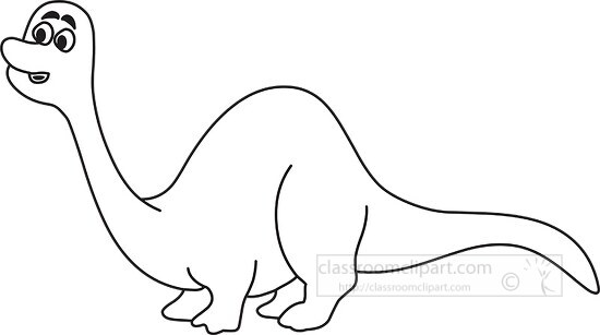 apatosaurus cartoon style clipart outline