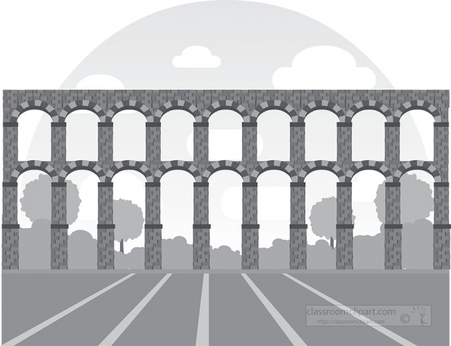 aqueduct of segovia spain gray clipart