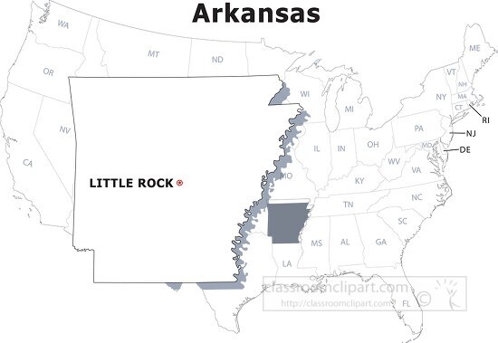 Arkansas usa state black outline clipart