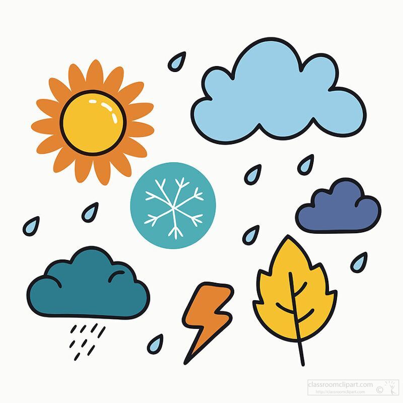 Assortment of weather icons and symbols