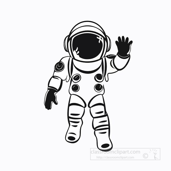 astronaut in space suit black outline printable clip art 2