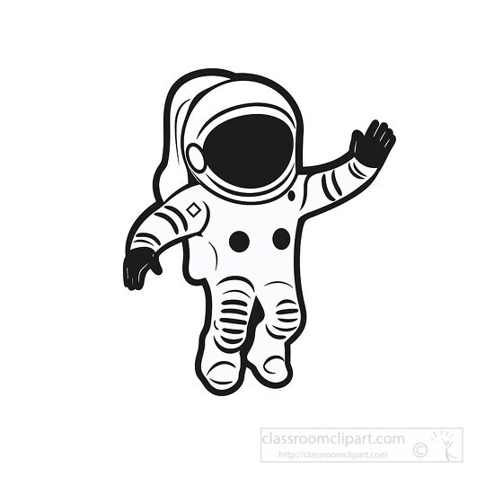 astronaut in space suit black outline printable clip art 3