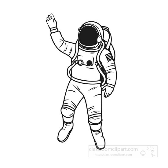 astronaut in space suit black outline printable clip art 7
