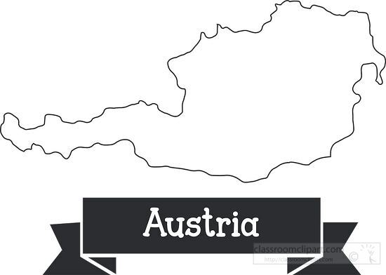 austria black outline text on ribbon