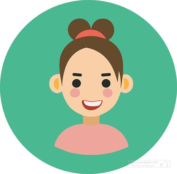 avatar of a girl with a bun hairstyle round background