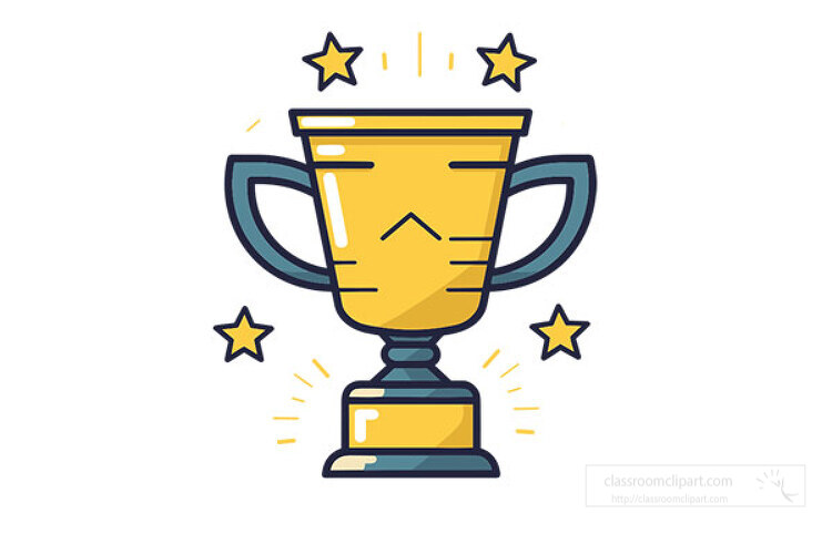Award Trophy with Stars Animated Clipart