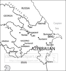 Azerbaijan country map black white