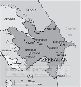 Azerbaijan country map gray color