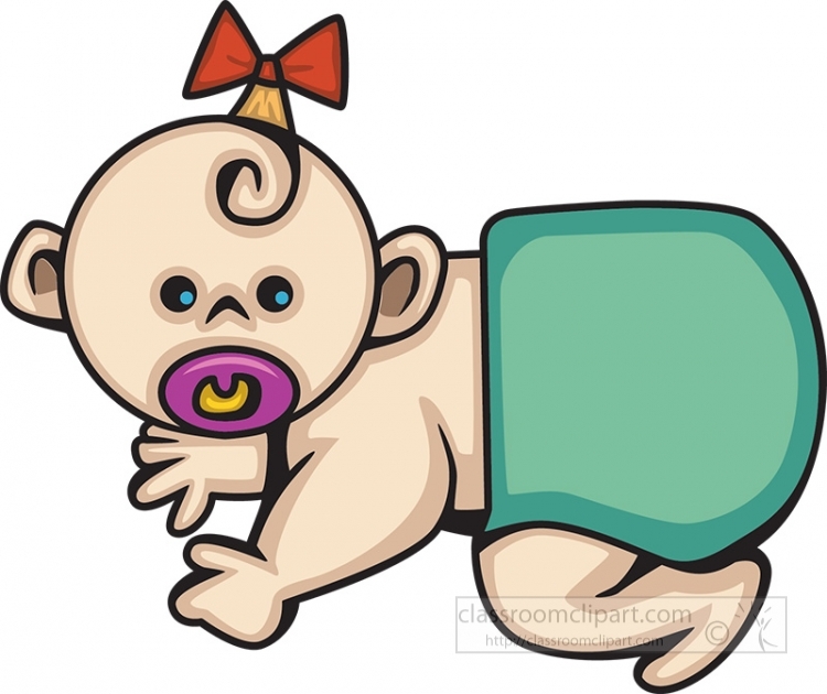 baby girl with pacifer crawling