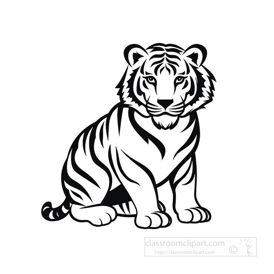 Animal Outline Clipart-baby tiger black outline clip art