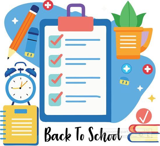 back to school checklist surrounded by various school supplies