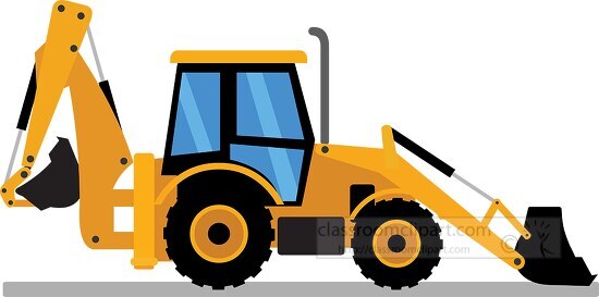 backhoe loader excavating machine with movable bucket clipart
