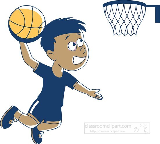 basketball dunking boy playing basketball clipart