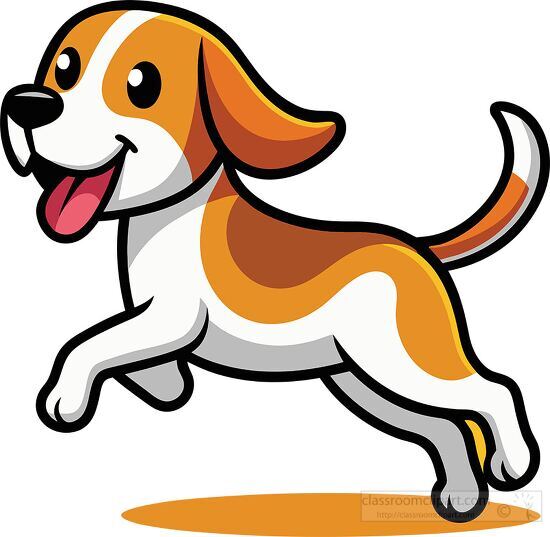beagle dog jumps in the air clipart