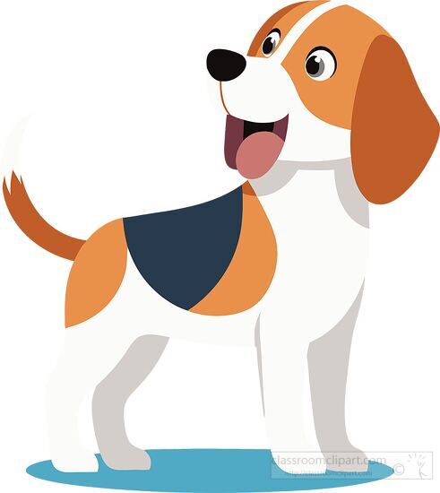 beagle dog standing looking back clipart