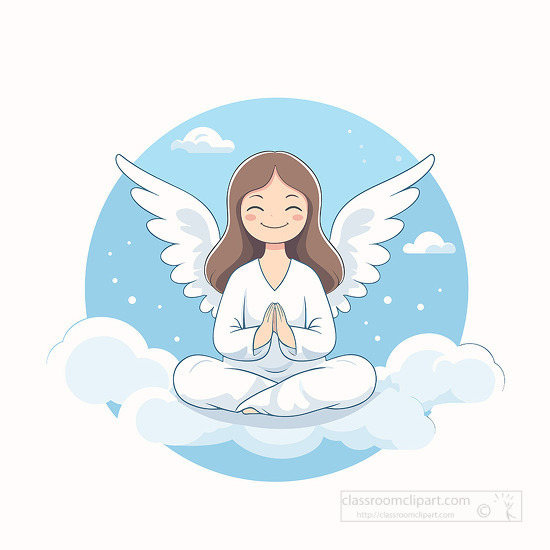 beautiful angel_sitting_in_the_clouds praying
