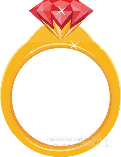 beautiful gold ring with ruby gems and minerals clipart