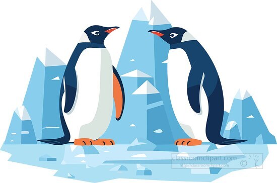 beauty of penguins standing on icy landscapes clip art