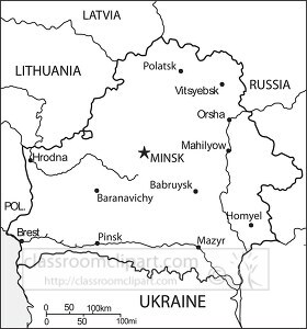Belarus country map black outline