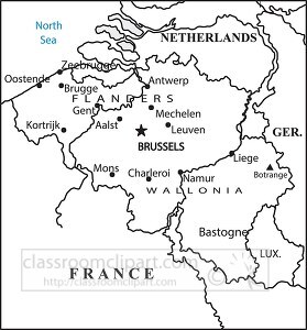 Belgium country map-black outline