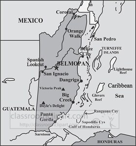 Belize country map bh gray color
