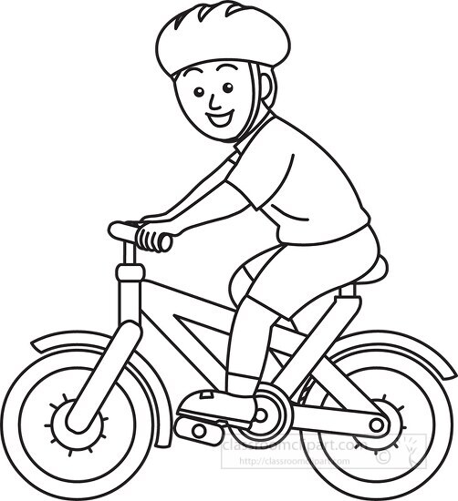 bicycle rider wearing helmet black outline