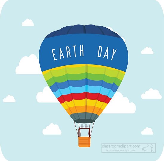 big colourful hot air balloon in the sky clipart earth day