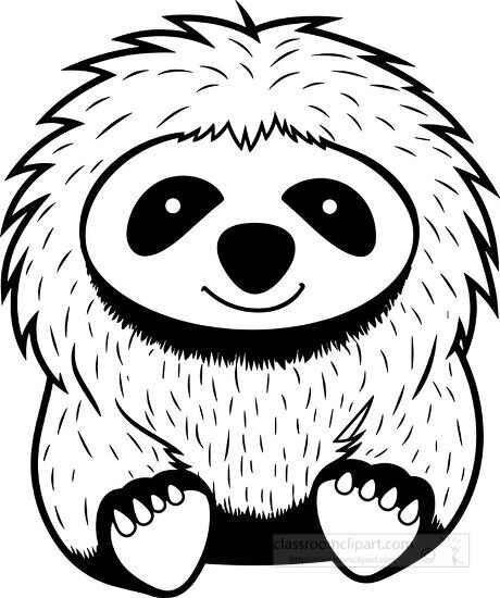 big happy round sloth black outline