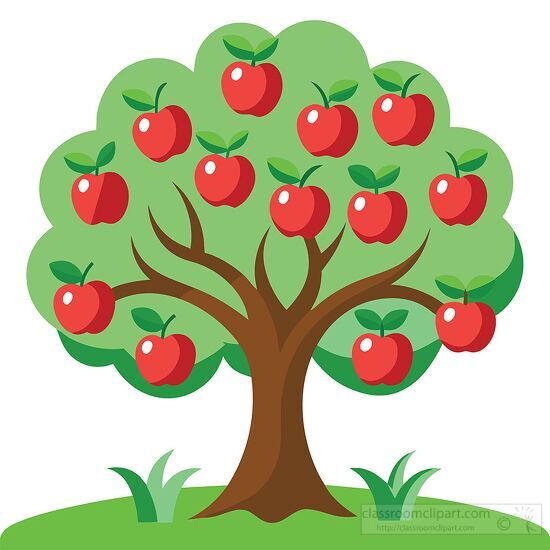 big red apples ripened on the tree cartoon style clipart