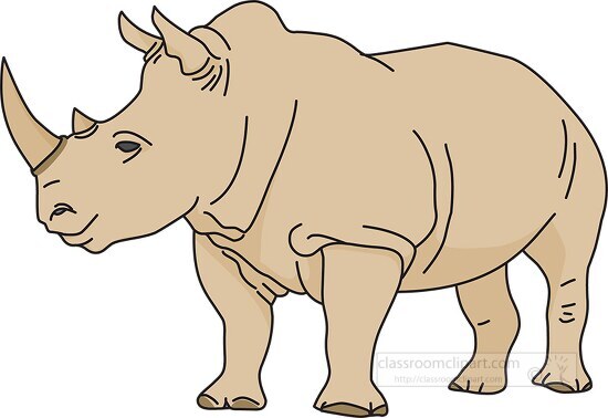 big rhinoceros with horns standing clip art