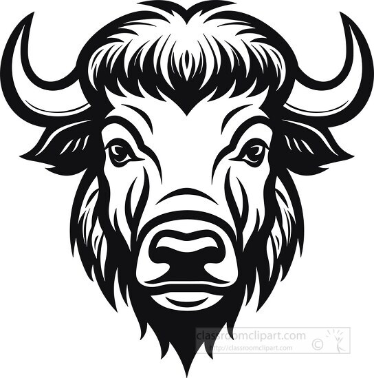 bison face black outline