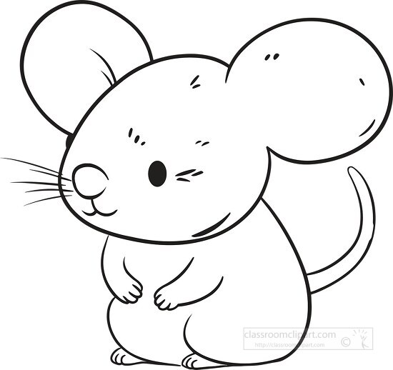black and white illustration of a mouse printable outline clip a