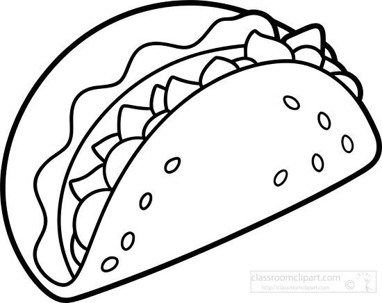 black and white illustration of a taco