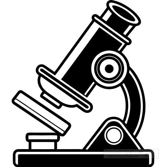 black and white outline illustration of a microscope