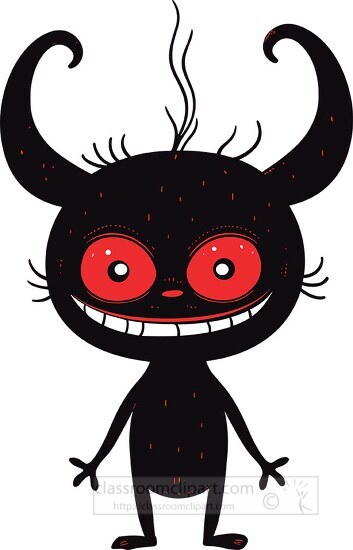 Fantasy Clipart-black devil with red eyes funny cartoon illustration ...