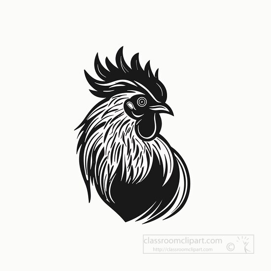 black outline clip art showcasing the silhouette of a chicken