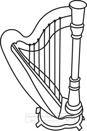Black Outline of classical harp