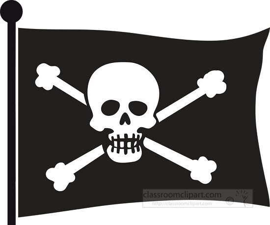 black pirate flag with white skull