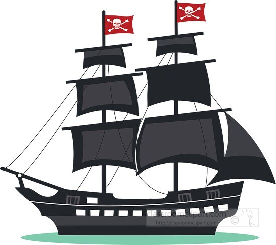 pirate ship clip art black and white