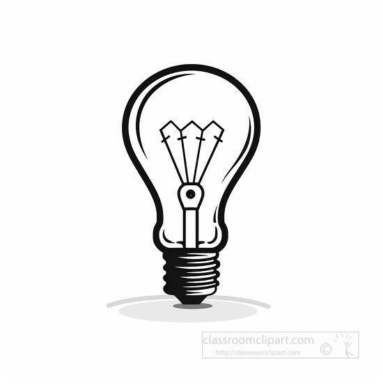 black silhouette of a lightbulb with filament details