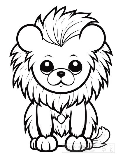 black white outline lion coloring pages for kids