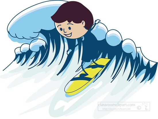 black white surfer riding a large waveclipart 2