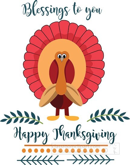 blessings to you happy thanksgiving turkey ornamental clipart