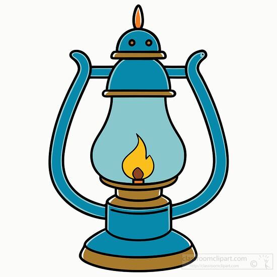 blue and gold kerosene lamp