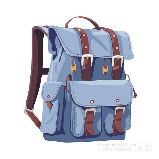 blue backpack graphic with pockets